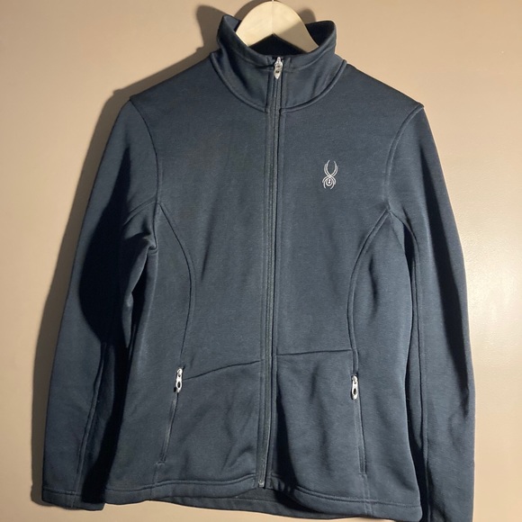 Spyder core sweater black full zip jacket. Beautiful jacket, fits like a medium - Picture 2 of 10